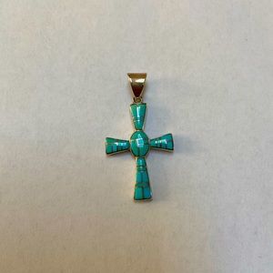 Sterling turquoise inlay cross